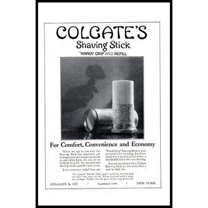 1924 Colgate Shaving Stick Vintage Print Ad Men's Grooming Shave Wall Art Photo